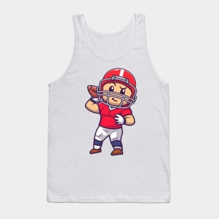 Cute Rugby Player Hold Rugby Ball Cartoon Tank Top